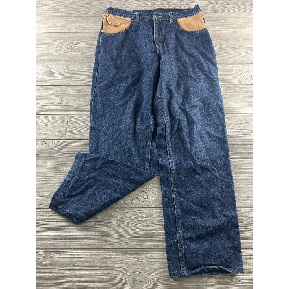 Australian Outback Collection Sydney Jeans 34x34 Men's Leather Trim Vintage